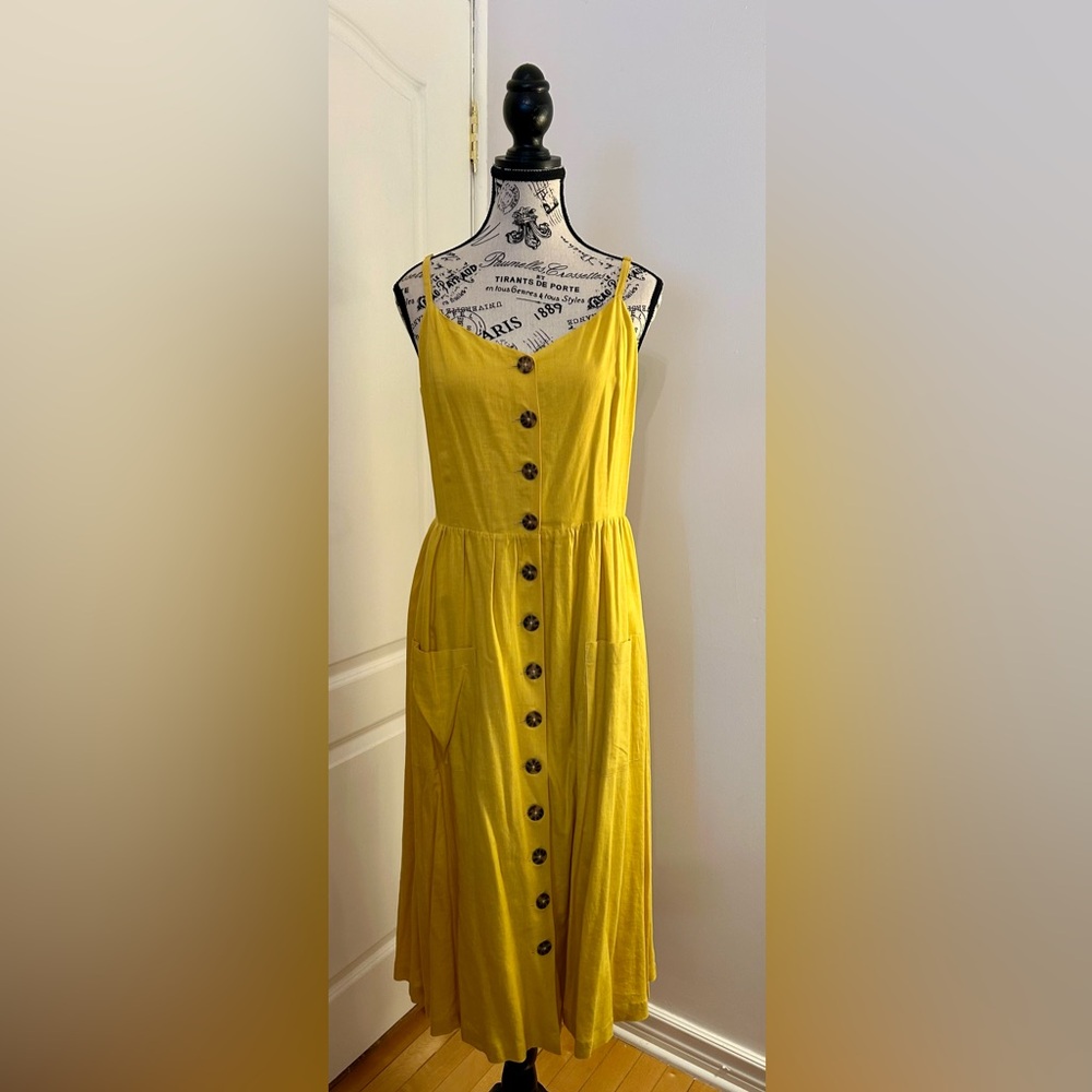 Reitmans Yellow Sleeveless Midi Linen Sundress